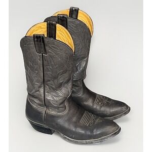 Vintage Nocona‎ USA Made Cowboy Boots Gray Leather Almond Toe 8EE